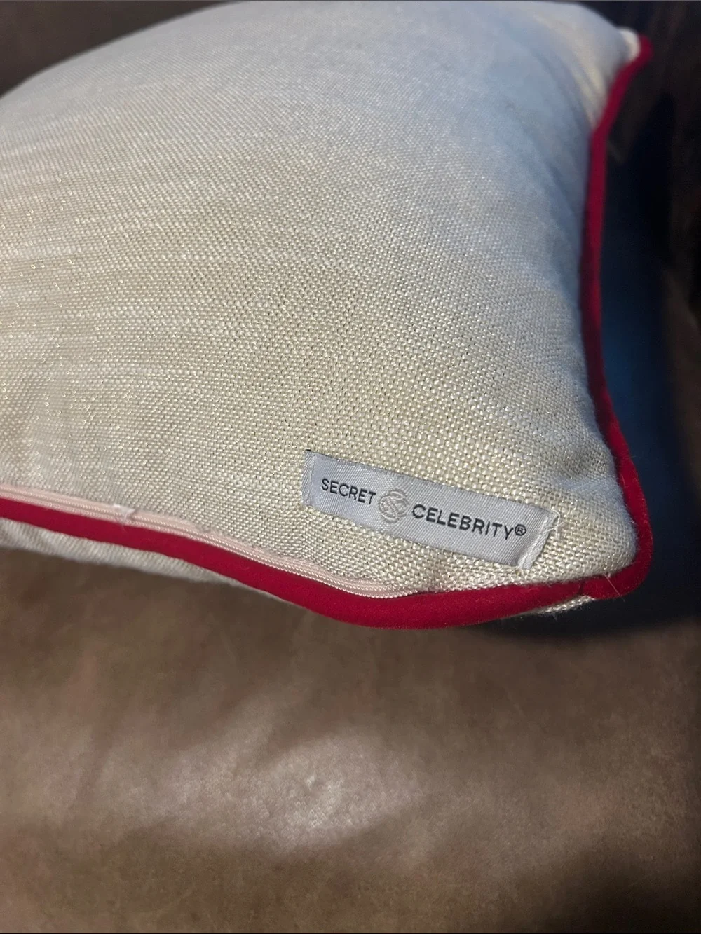 Festive Cardinal Embroidered Holiday Pillow - Red & Cream